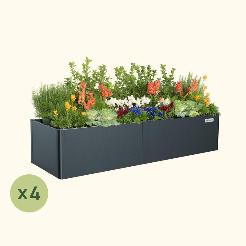 4 Pack  17" Tall 27" x 83" Modern Metal Raised Garden Bed |Vego Garden|Midnight Blue