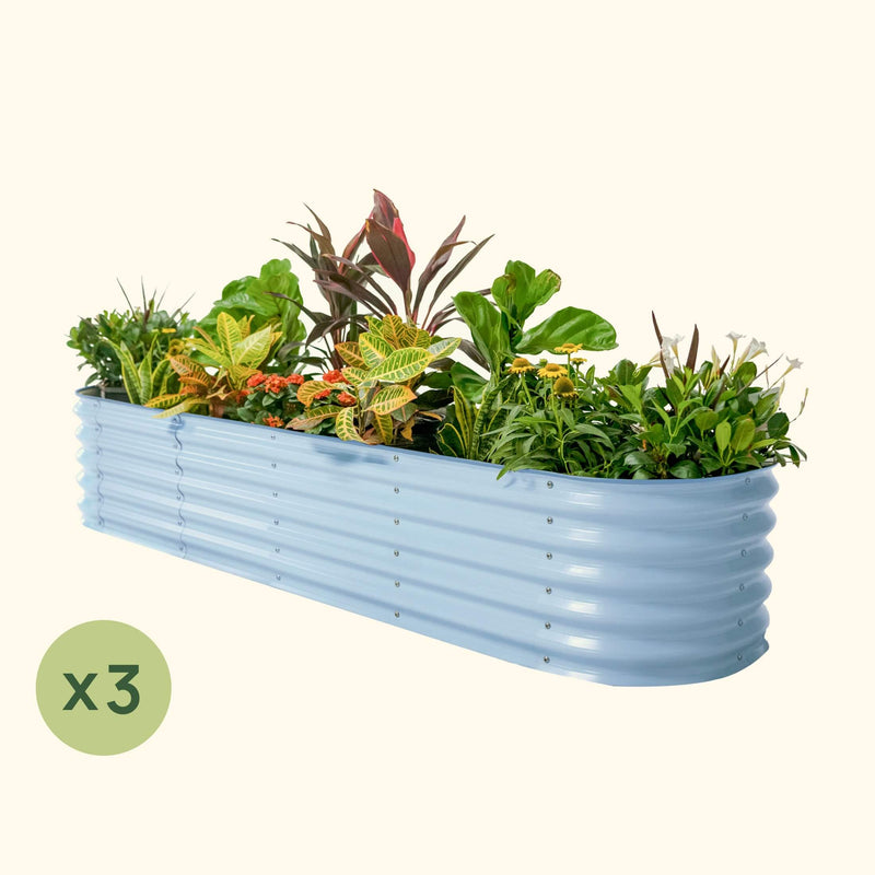 3-Pack 17" Tall 9 In 1 Large Modular Metal Raised Garden Bed Kit | Sky Blue