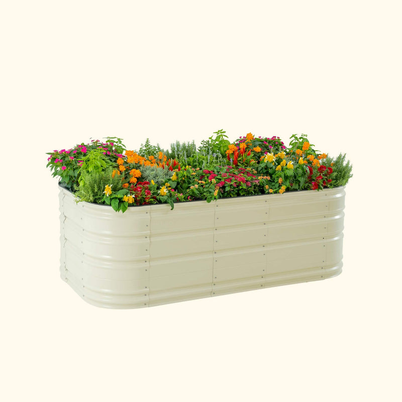 32" Tall 10 In 1 Jumbo Novel Modular Metal Raised Garden Bed Kit | Vego Garden | Pearl White