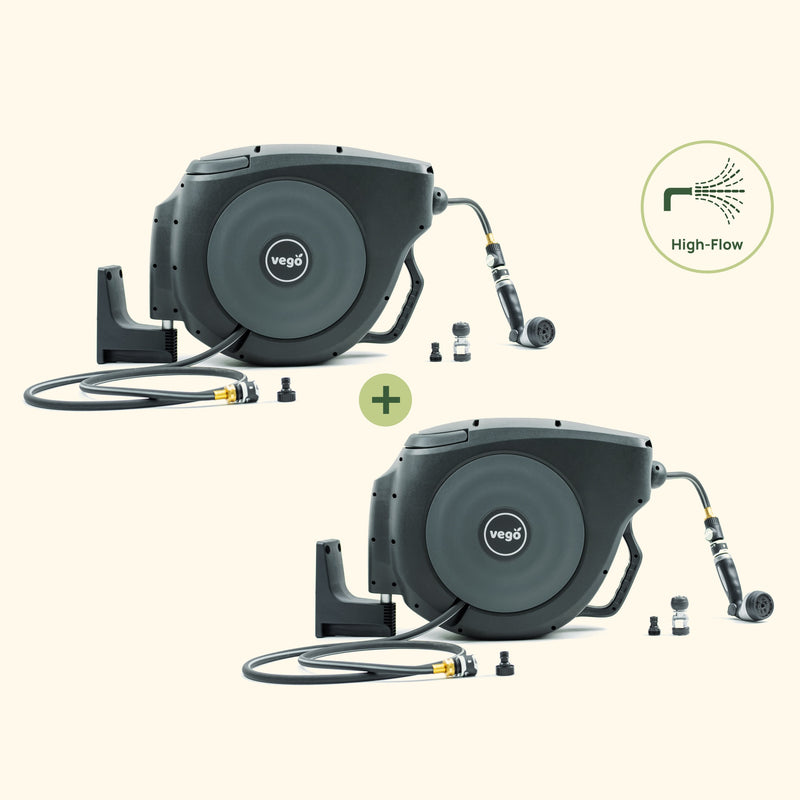 2 Pack Hi-Flow Retractable Hose Reel Set